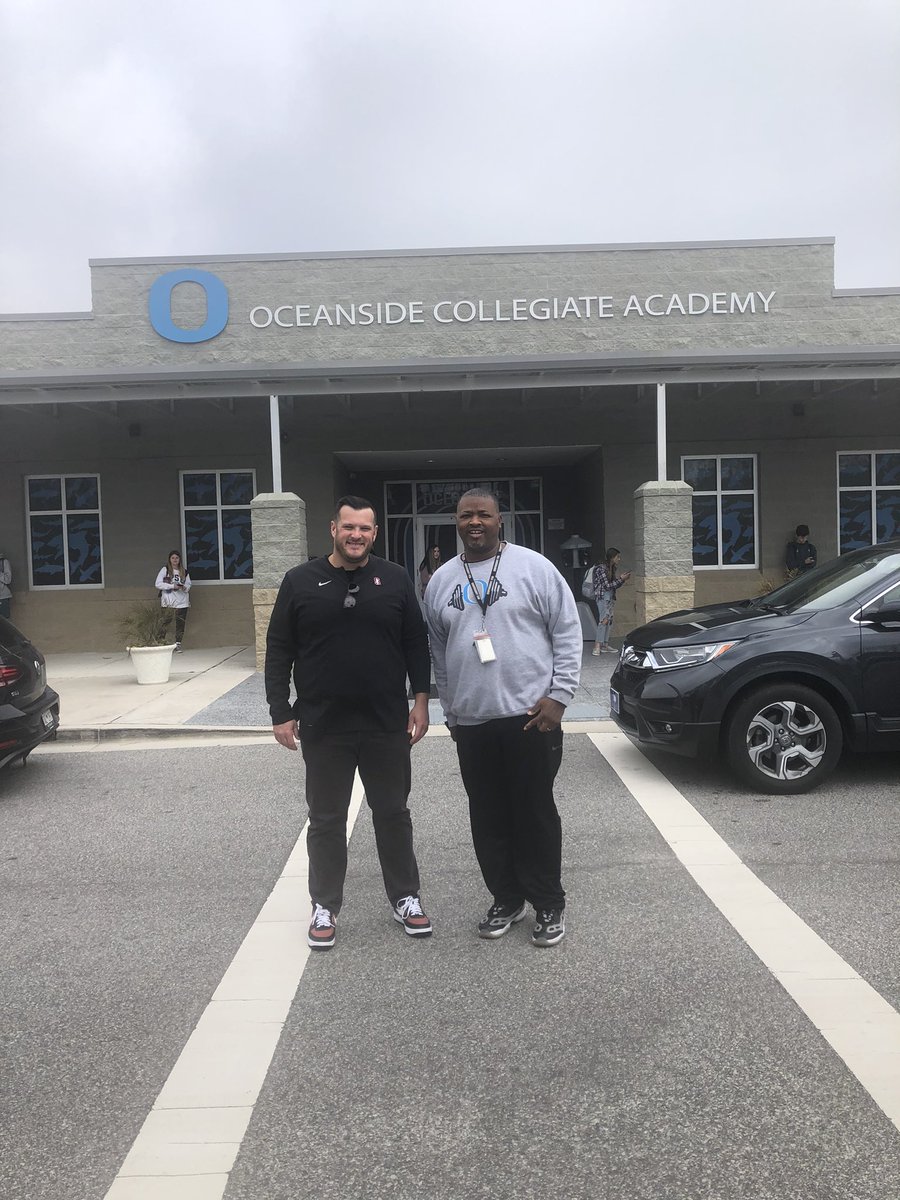 Thank you @Coach_TerryHeff @StanfordFball for coming from across the country to recruit our school today. #WeAreOCA @LandsharkFB @AdOceanside