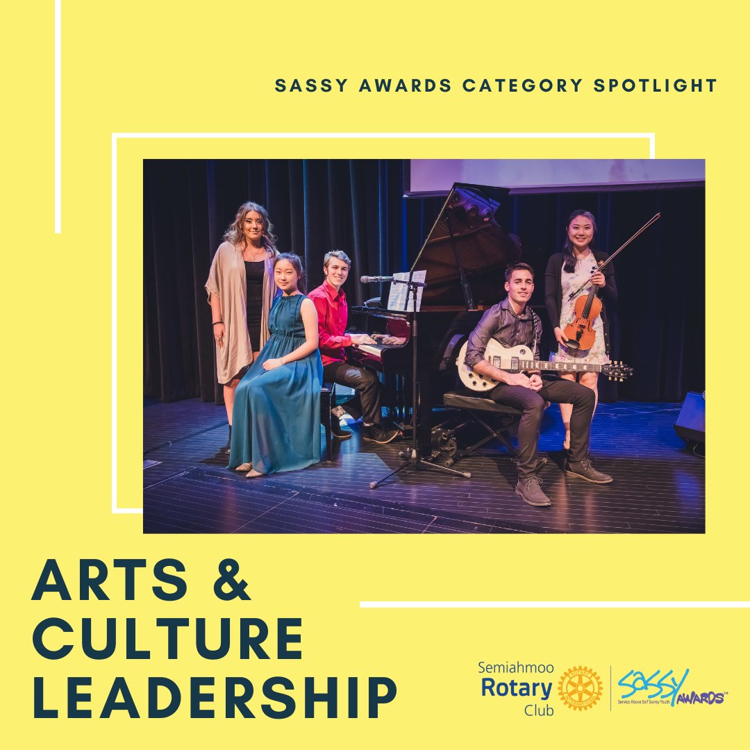 SASSYawards's tweet photo. CATEGORY SPOTLIGHT: This week we are spotlighting the Arts &amp; Culture Category!

Are you or do you know any youth who have made an outstanding impact on the local arts and culture community? Nominate them!!
.
.
.
#sassyawards #youngleaders #communityservice #surreyyouth #rotary https://t.co/Ewv4kFku1T
