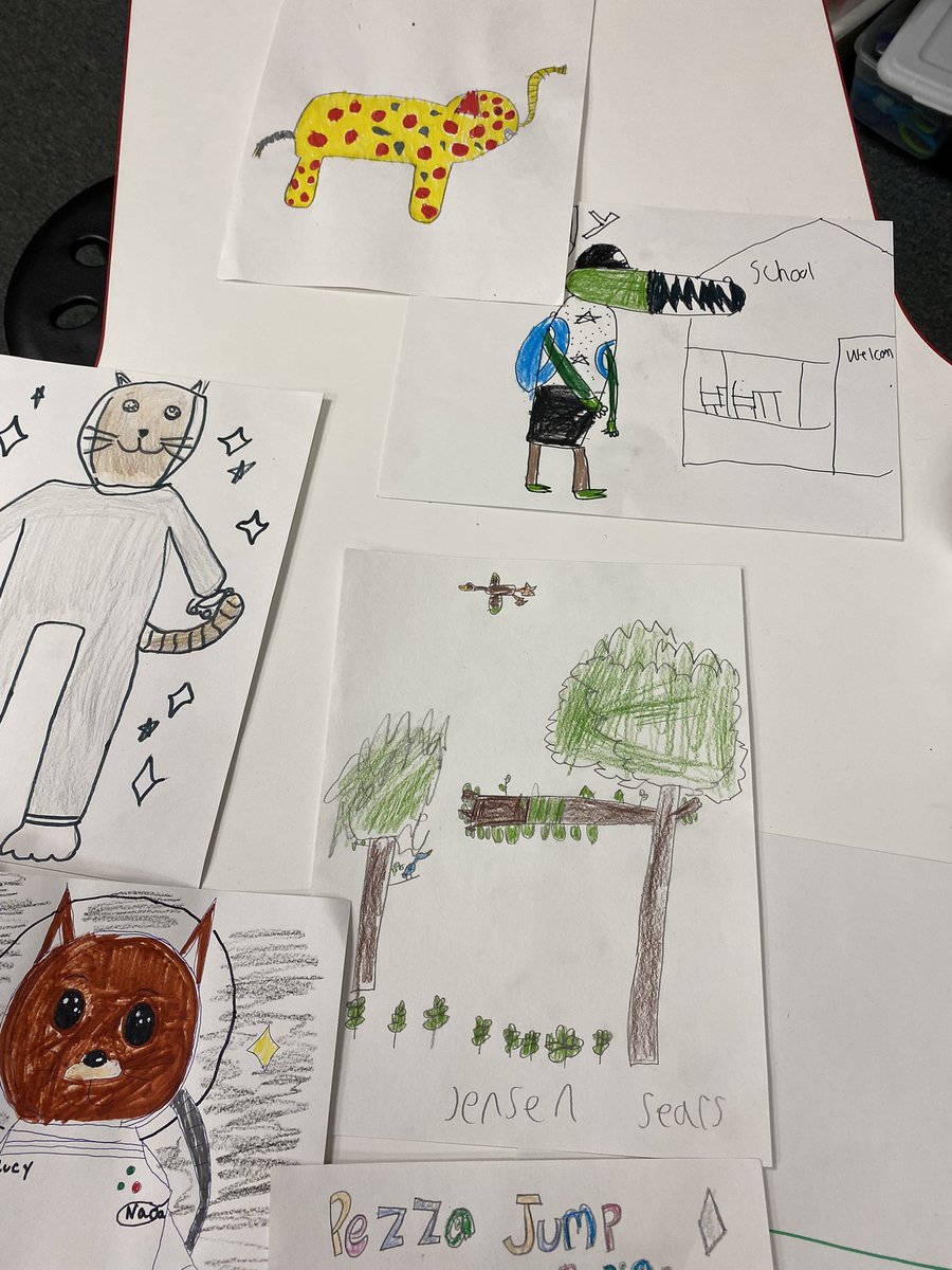 QueenLean44's tweet image. Students creative in their drawings today !  #CrayolaCreativityWeek