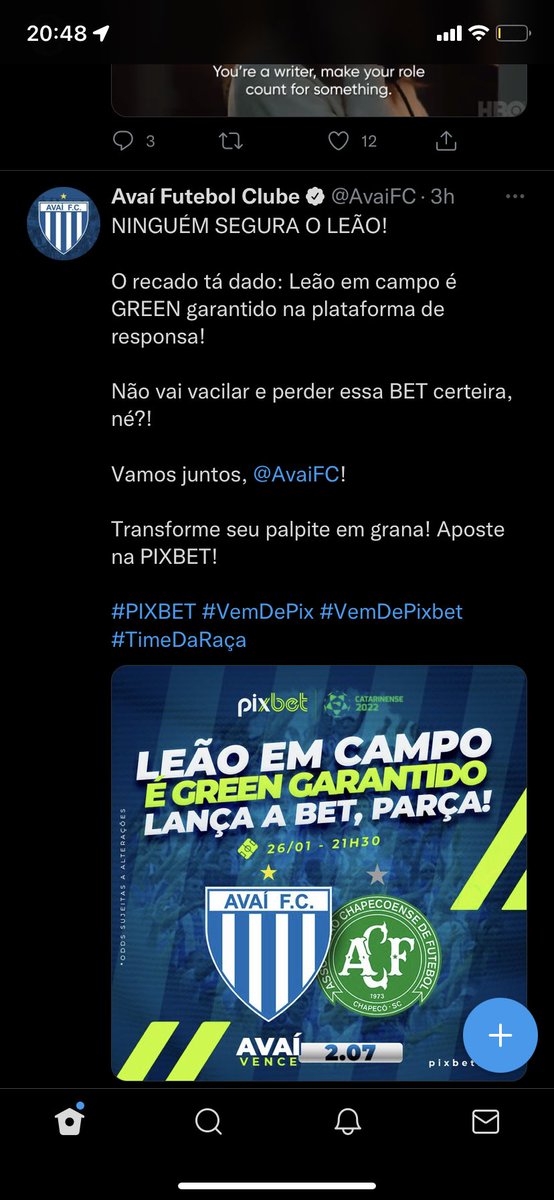 Hoje AVAi x Chapecoense e me sai esse post. Só pensando se fosse <a href="/Corinthians/">Corinthians</a>  x <a href="/Palmeiras/">SE Palmeiras</a> … GRENN garantido pelamor…que vacilo