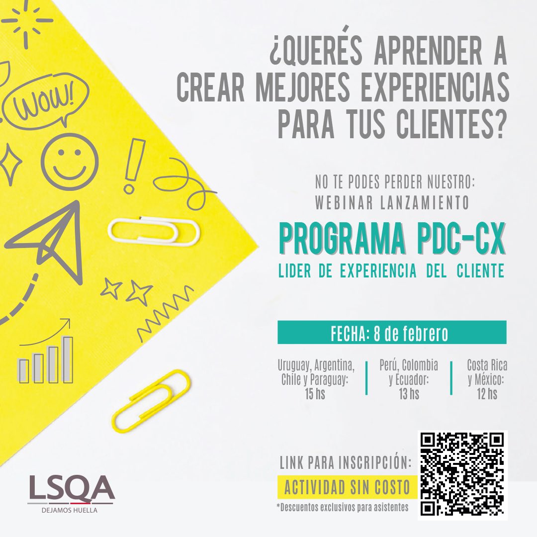 🔜WEBINAR LANZAMIENTO PROGRAMA PDC-CX: LÍDER DE EXPERIENCIA DEL CLIENTE.

🚨 ACTIVIDAD SIN COSTO 
🗓 MARTES 8 DE FEBRERO 
📲Inscripciones sin costo: docs.google.com/forms/d/e/1FAI…