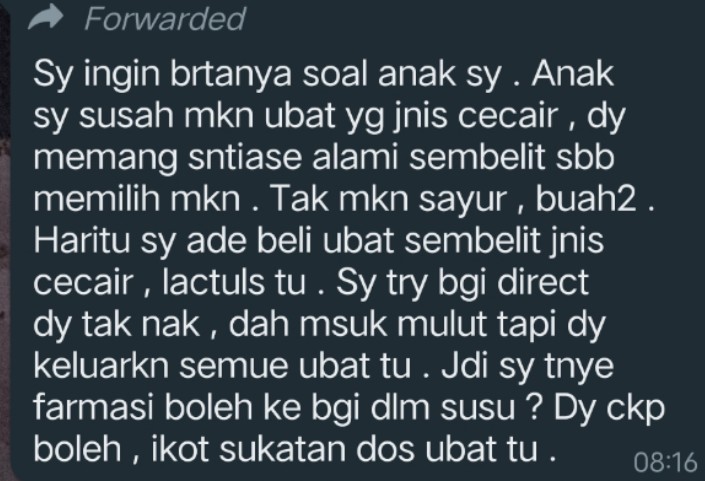 DietitianF's tweet photo. Soalan
Boleh ke ubat dicampur dengan susu untuk diberi kepada anak?
Jawapan
Tidak digalakkan. https://t.co/yFM2dkzv0Y