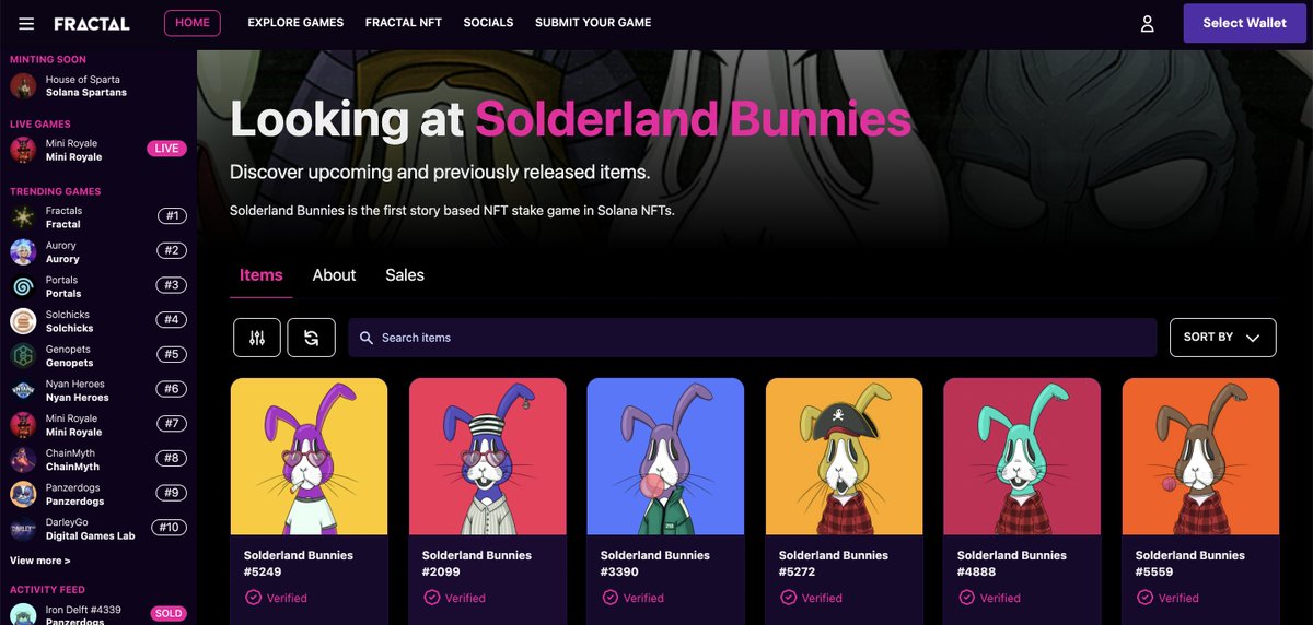 fractalwagmi's tweet photo. 🐰 @Solderland is now listed on fractal ❄️

solderland bunnies is the first story based nft staking game in Solana NFTs. 👇

https://t.co/0LEipWctXH https://t.co/mh2cdOOF5Z