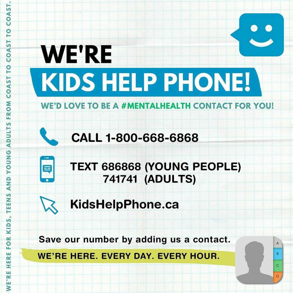 CloverdaleMHA's tweet photo. One of the important programs that #bellletstalk supports. 

This is a good time to remind our Colts that #kidshelpphone is always available, and it is a show of strength to get help. 

#strongnotweak #mentalhealthishealth

Posted @withregram • @kids… https://t.co/p3wgDsPDvs https://t.co/faTDUudxeb