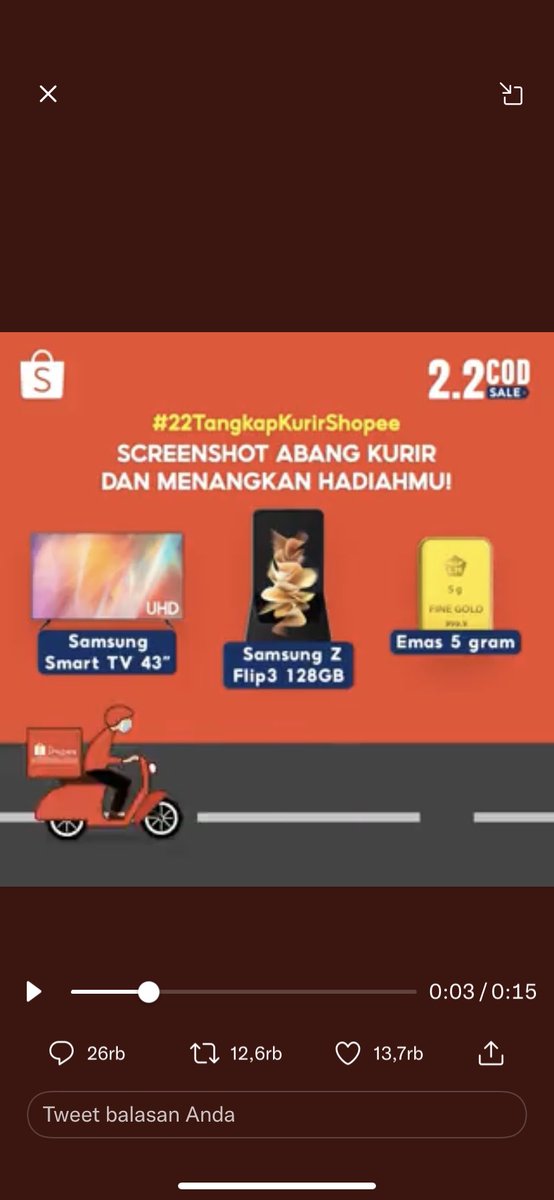 NAbsarni's tweet photo. @ShopeeID Bismillah dapet #22TangkapKurirShopee https://t.co/h4D5HtdXLL