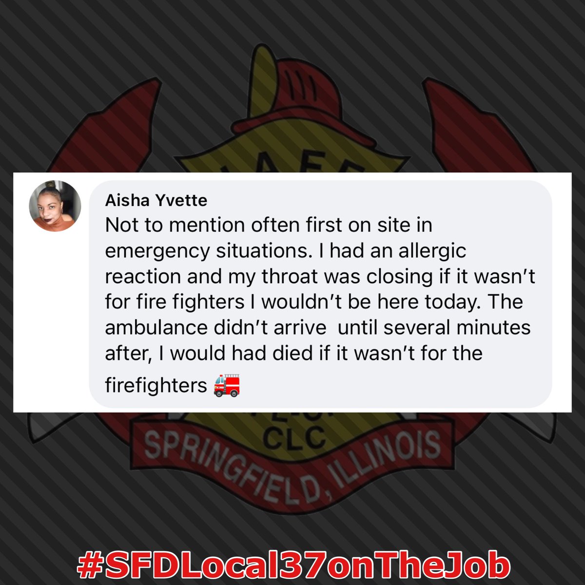 sfdlocal37's tweet photo. We love getting messages and comments like these. Our professional firefighters are trained in advanced level medical care and are often first on scene during your medical emergency. #SFDLocal37onTheJob #AFFIatWork https://t.co/Ca7kYQ8nxs