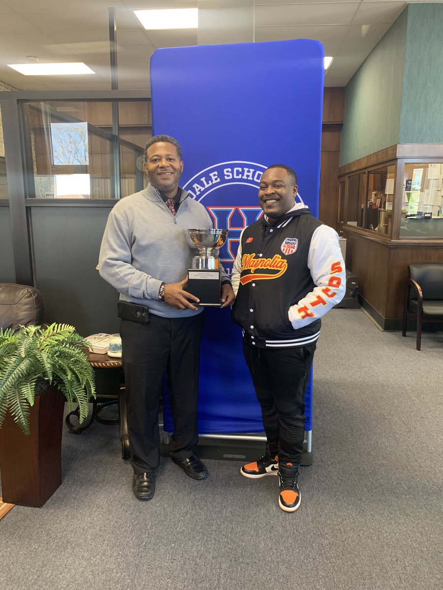 MagnoliaAllstar's tweet image. Founder and CEO Coach @Coachstrib  made a special trip to Holland Ms to personally deliver the first ever Magnolia State North South  Allstar Game Championship trophy won by Simmons High School Head coach Tavarius Johnson Sr and the North 

Congrats again 
#Only1Magnolia
