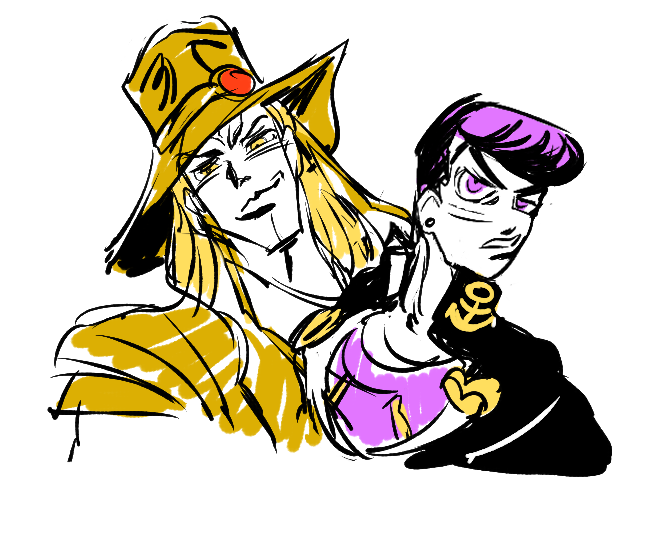 nutanutiiik's tweet image. was trying to guess what Josuke and Hol Horse would look like as a duet (old)
and I thought Josuke would travel back in time lol