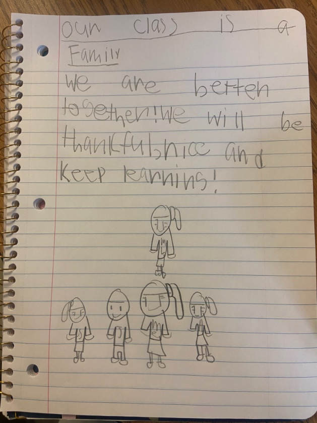 jennloftis's tweet photo. What makes our class a family? #firstgrade #midyear #REFLECTION #classmission @LittleBennettES https://t.co/bdGX0IQFta