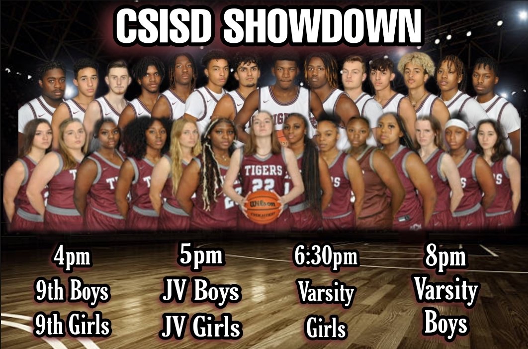 Consolboyshoops's tweet photo. ⭐⭐ CSISD SHOWDOWN ⭐⭐              Basketball Double Header!!
🗓️ Friday Jan 28th
🏟️ Tiger Gym
🆚 CS Cougar &amp; Lady Cougars
🎊 MAROON OUT!! https://t.co/2PKusKem6g