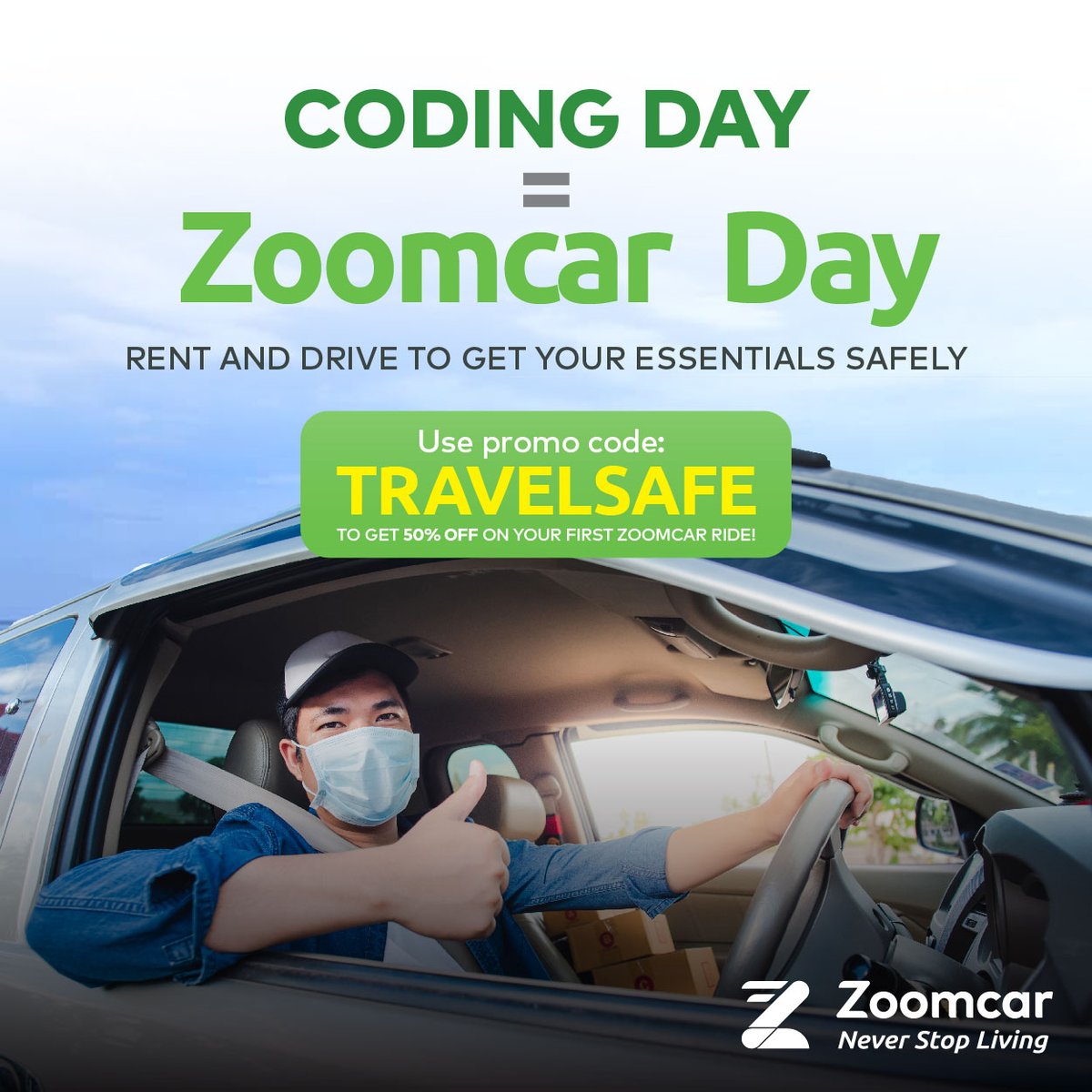 ZoomcarPH's tweet photo. Coding day but need to get your essentials? Book a Zoomcar today and drive and rent your own car for a safe way to get your essentials. If you're fully vaccinated, enjoy 50% off your first Zoomcar drive when you use promo code: TRAVELSAFE https://t.co/o01czpyajy