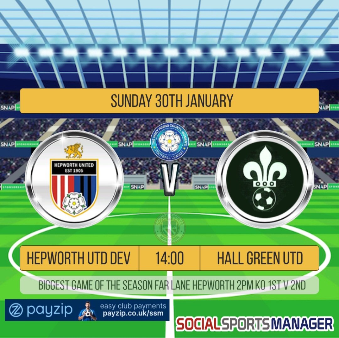 Super Sunday sees
 1st v 2nd as Hepworth Utd Ladies Devs entertain Hall Green Utd Ladies as the top two teams battle it out.
Can Hepworth do the double or will Hall Green burst the bubble🔴⚫️⚽️❤