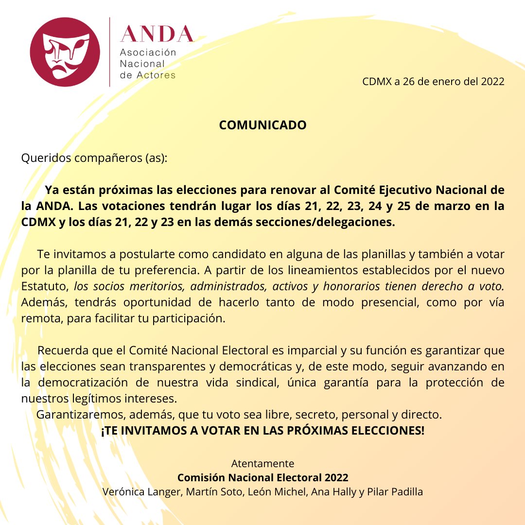 COMUNICADO de la Comisión Nacional Electoral 2022