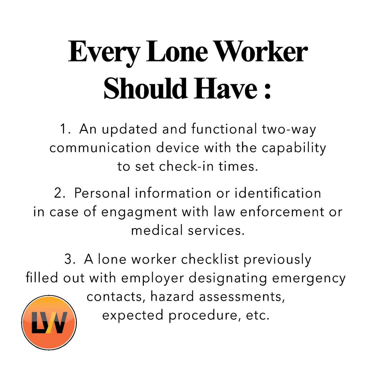 LoneSafety's tweet photo. Everyone has their own #routine, lone workers especially have to be overly cautious while on the job to ensure personal and overall site safety in case of emergency.

Here are 3 things you should for sure always have on you before plan on going #solo.

#LWSS https://t.co/m8sus66psc