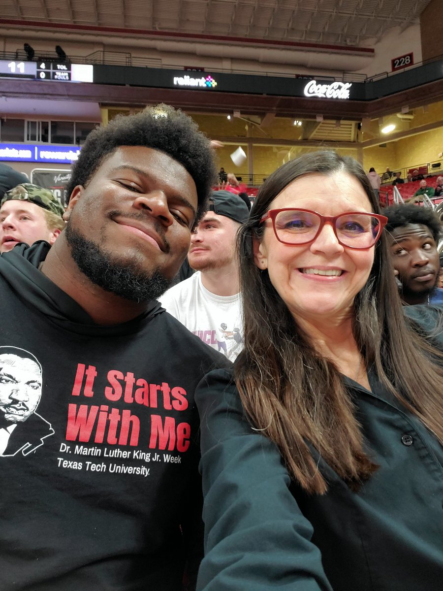 GruvyGurl's tweet photo. @HutchingsJaylon &amp; @KingsmenTTU are out here supporting @LadyRaiderWBB in a battle with Baylor! They're cheering and throwing out lots of shirts! And did I say, Cheering? https://t.co/WwMrxtja79