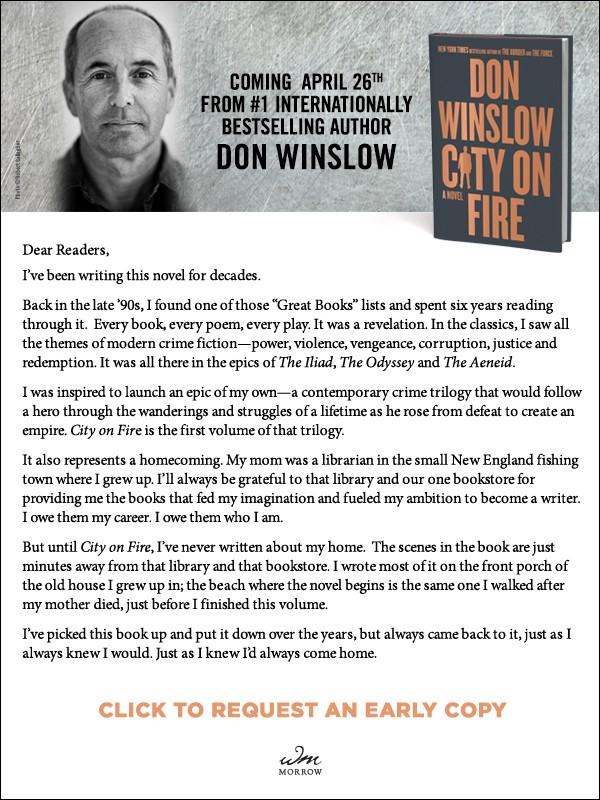 RT @donwinslow: A personal note about my new novel CITY ON FIRE. https://t.co/lb98IKdq7Y