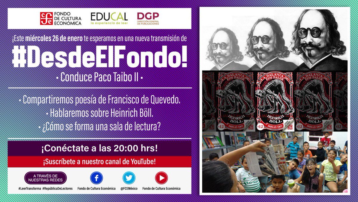Coordinadoras y coordinadores ¡esta noche les esperamos en una nueva transmisión #DesdeElFondo!📚 Comenzamos a las 20hrs a través de Facebook y YouTube; compartiremos Poesía de Quevedo y hablaremos sobre Heinrich Böll✨
👉🏼facebook.com/10159231148587…
👉🏼youtube.com/watch?v=8Kpo_m…