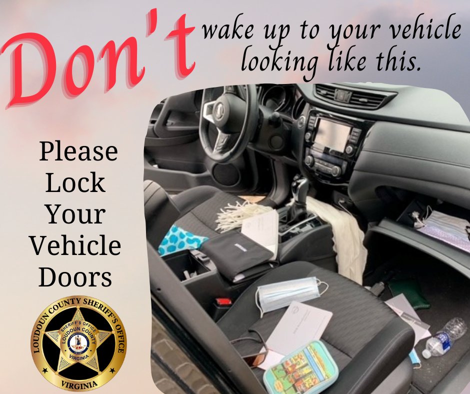 LoudounSheriff's tweet photo. Save yourself time and energy. Follow the #9pmRoutine and lock your vehicle doors.
#DoorCheck https://t.co/Pz98wdptRG