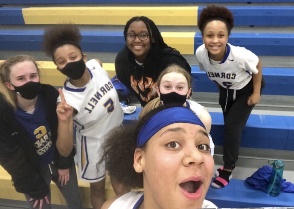 CornellGirls's tweet photo. @CornellGirls with  a Great Team Win over New Brighton tonight by the score of 48-33 to improve to 7-7 on the season. @theylovelei1 Leiana Rucker w/23, Laila Lee w/10 @nevaehlovelee Nevaeh Lee w/8, Heidi Stephenson w/7. #WeAreCornell #Raiders 💛💙🏀💪💙💛 https://t.co/YVt3YF7inV