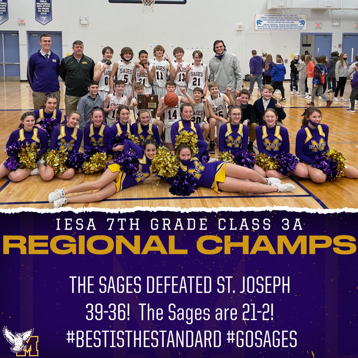 SagesAthletics's tweet photo. Congratulations to @mmsbasketball25 
#RegionalChampions #GoSages 
The @IESA_IL Sectional will be hosted at Hoopeston Area on Wed, 2/2 at 6:30 PM https://t.co/HPeBKiI7p0