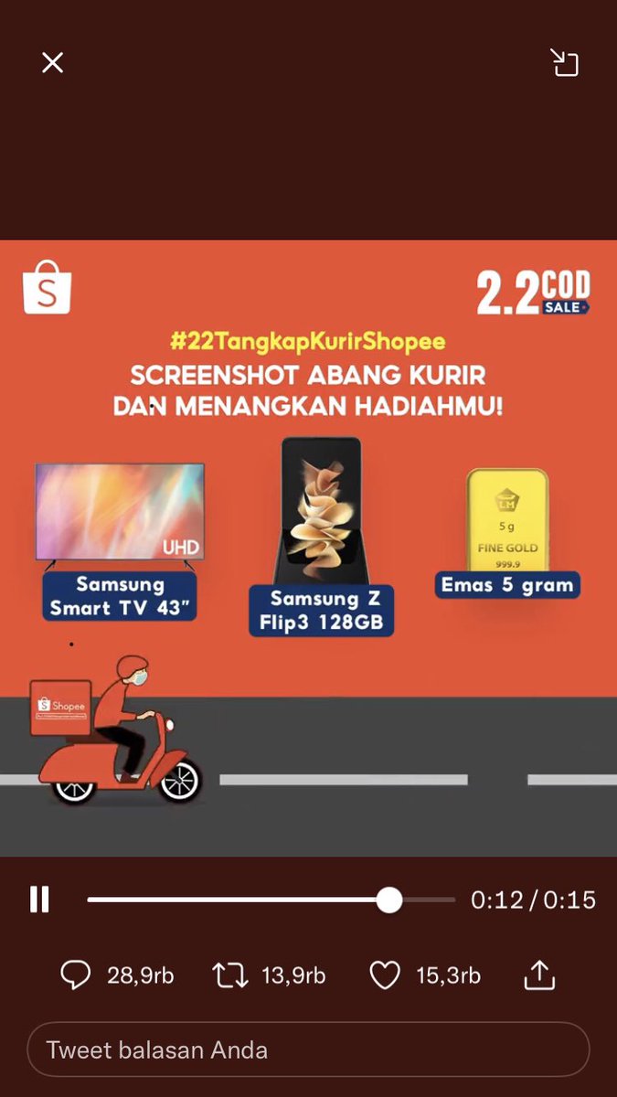 nhdmhrn's tweet photo. @ShopeeID bismillah semoga rejeki🤲🏻
#22TangkapKurirShopee #ShopeeKasihSamsungZFlip3 https://t.co/NZifrIdE1F