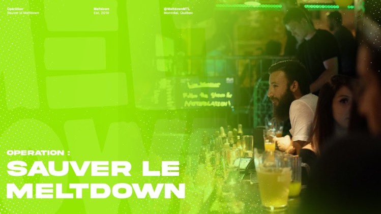 Je suis fier d'annoncer ma participation à 

L'Opération Sauver Le Meltdown a pour but d'aider le @MeltdownMTL a surpasser une épreuve difficile. Je serai en stream lever de fond ce 29 et 30 janvier à partir de 18h le 29 et pendant 24 heures !💚🤍

#SauverLeMeltdown