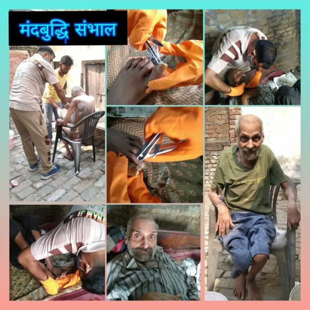 SabreetK's tweet photo. #actofkindness 
Under this initiative, 
volunteers of Dera Sacha Sauda help mentally ill persons that they find on roads and streets and
 Provide them medically treated and find their homes . https://t.co/Pc3L2dxmew
