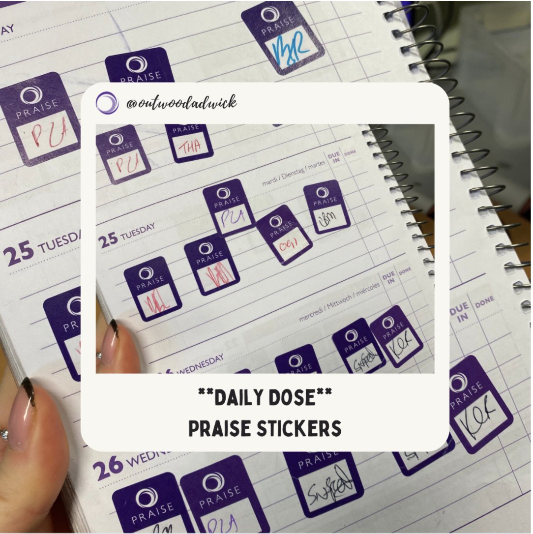 OutwoodAdwick's tweet photo. **Daily Dose** Look at all those purple praise stickers ... we absolutely love seeing our students' planners turn purple with all their praise. This student was so proud to show their planner - what a wonderful feeling #praisematters #purplepraise #weareadwick #proudtobepurple https://t.co/OxqBpOsmfx
