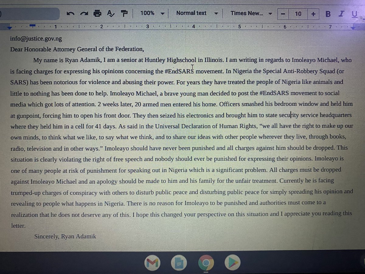 ryanadamik's tweet photo. @amnesty #writeforrights2020 #hhsglobalacademy #EndSARS #imoleayomichael https://t.co/yODtvojwwg