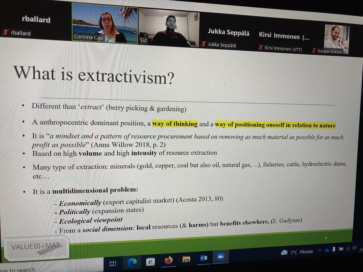 Extractivism is a state of mind &amp; multi-level problem:can properly regulated 3DP help minimizing #extractivism? ⁦<a href="/CorinnaCasi/">Corinna Casi</a>⁩ &amp; ⁦@AaltoSid⁩ present interim results ⁦<a href="/valuebiomat/">@Valuebiomat</a>⁩ Advisory Board ⁦<a href="/Akatemia_STN/">Strateginen tutkimus</a>⁩ ⁦<a href="/ulapland/">University of Lapland</a>⁩ ⁦<a href="/AaltoUniversity/">Aalto University</a>⁩