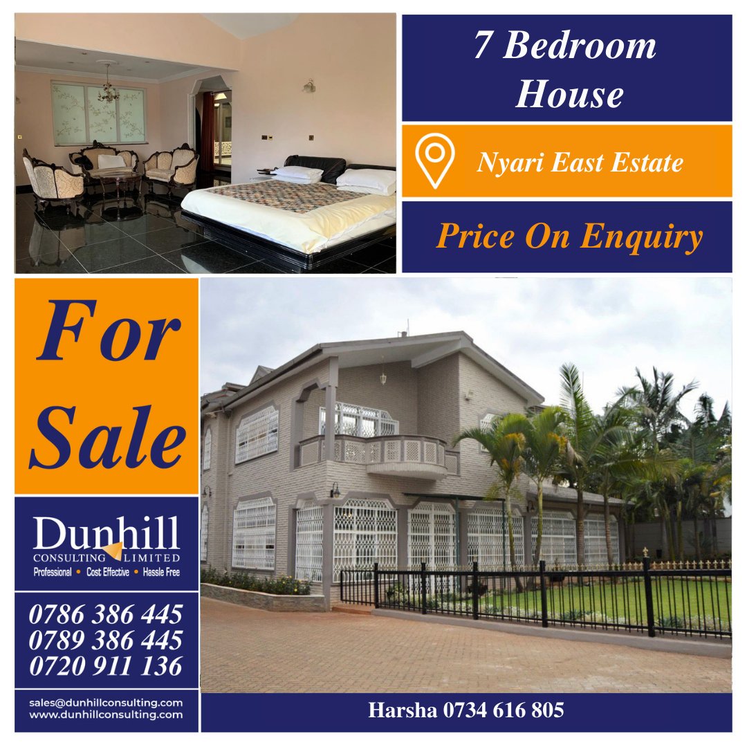 📞0789 386 445 / 0786 386 445 / 0720 911 136
Email: sales@dunhillconsulting.com
dunhillconsulting.com

#house #nyarieast #dunhillconsulting #nairobi #kenya #forsale #sale #7bedroomhouse #secure #safe #amazing #realestate #realtor #estateagent