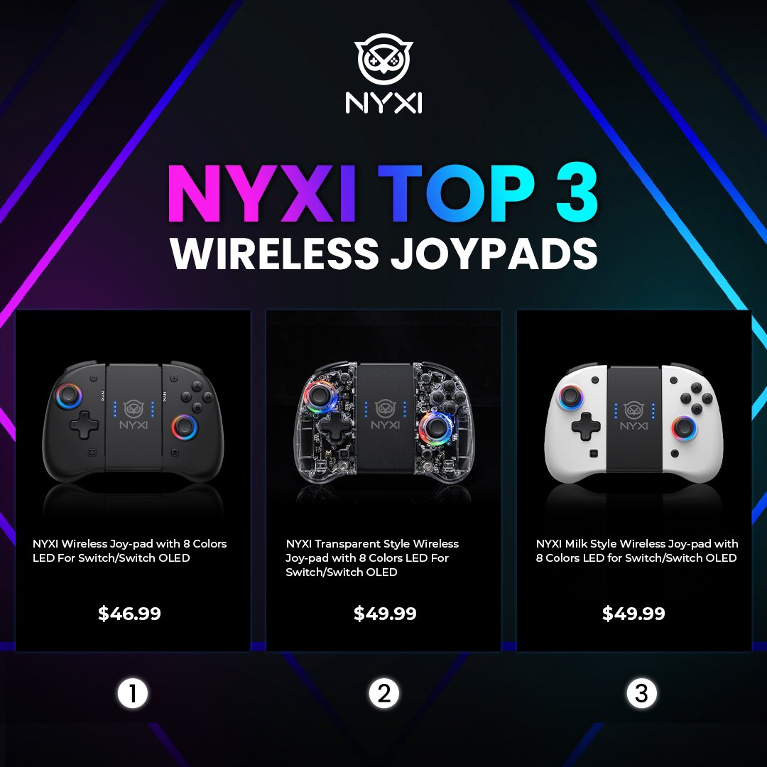 Nyxi_official on X: 🔥NYXI TOP 3 Wireless Joypads🔥 Which one do you like  best, please leave your comment!🙌🥰 👉🏻 #joypad  #gamer #nintendo #switch #procontroller #nintendoswitch #nyxi #videogames  #controller