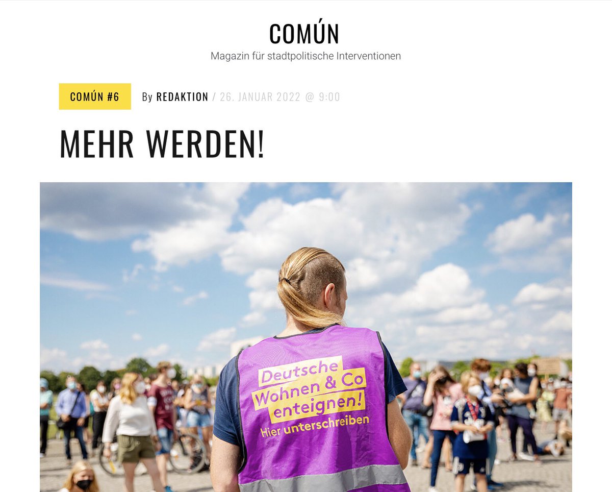 Común #6 erscheint Ende Februar 🌟. Hier schonmal eine Preview: Mehr werden! Einblicke in den Maschinenraum der Kampagne <a href="/dwenteignen/">Deutsche Wohnen & Co Enteignen</a> – Ein Interview mit Judith und Leonie von der Sammel-AG 💜 👉 comun-magazin.org/mehr-werden