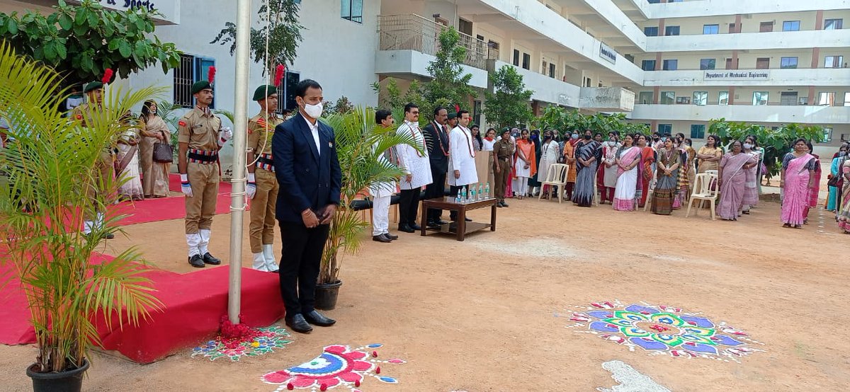 NCCBrindavan's tweet photo. What a beautiful moment.
Dr Sabu A Joseph And Chairman of BGI Dr BR Sheety Honoured with salami shastra followed by Culturals speech and ended with flag hosting. This #RepublicDay we honour our nation's Constitution - a celebration of India's unity &amp; diversity
 #RepublicDayIndia https://t.co/PpOLpFm1XT