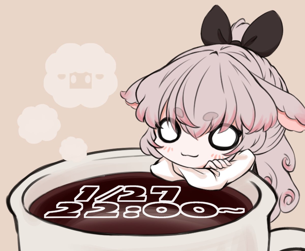 1girl :3 solo animal ears cup pink hair coffee  illustration images