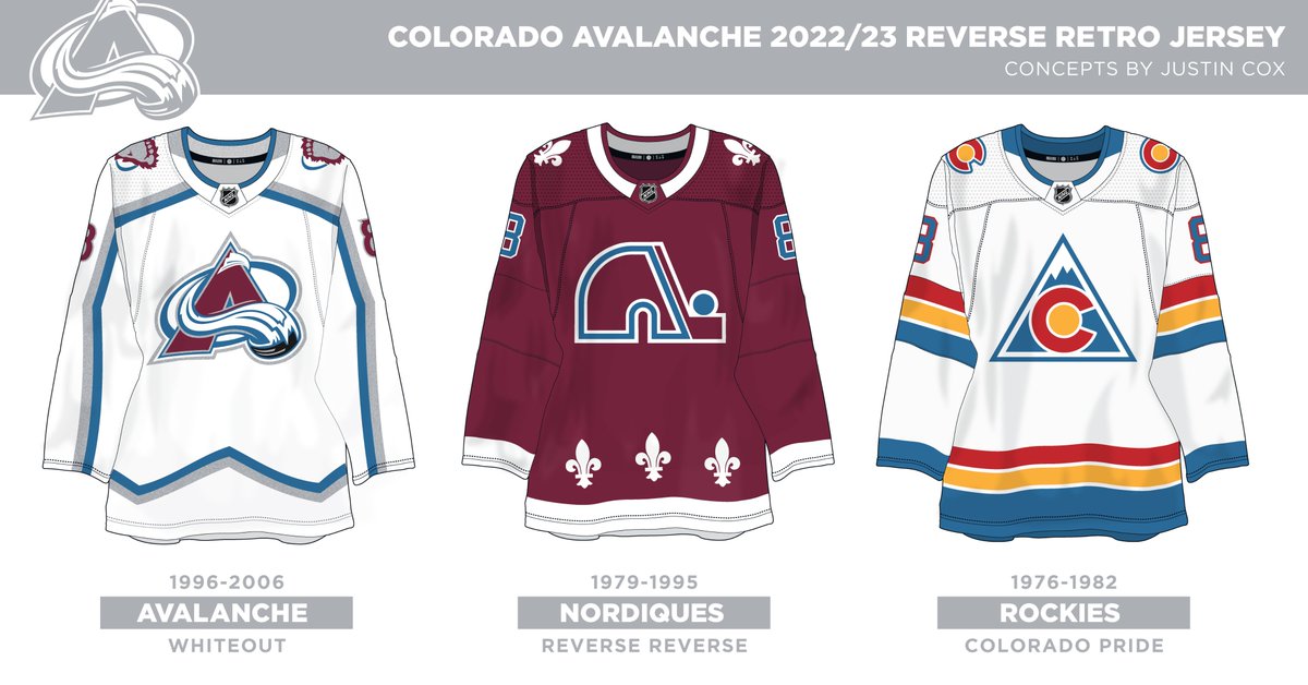 Jesse Montano on X: Now with the Fanatics t-shirt leak adding to months of  rumors, I'm expecting the Avs Reverse Retro jersey to look something in the  ballpark of what @justin_coxy has