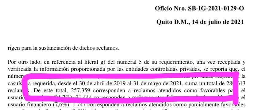 AndreaG86786113's tweet photo. @relicheandres @DarwitoPereira @superbancosEC Sr. Pereira no mienta, la información presentada por la Superintendente según la imagen, señala que el 92% de esos reclamos, fueron resueltos a favor del usuario, no pretendan alarmarnos ni generar pánico financiero. A los periodistas les pedimos seriedad como ciudadanos de bien. https://t.co/zPSXgb8bEC
