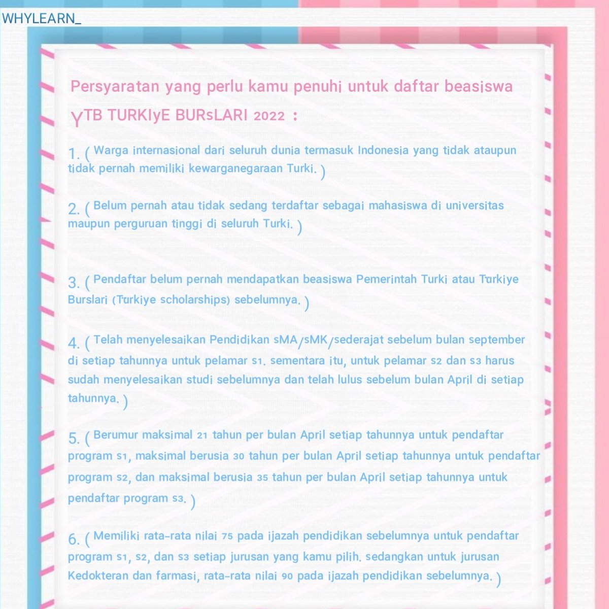 Whylearn_'s tweet photo. Turkey scholarship requirements facts
 https://t.co/clfjWlM3Jk
Untuk lebih jelasnya silahkan buka link diatas kakak 👆
#infobeasiswa https://t.co/vBuZoVytK4