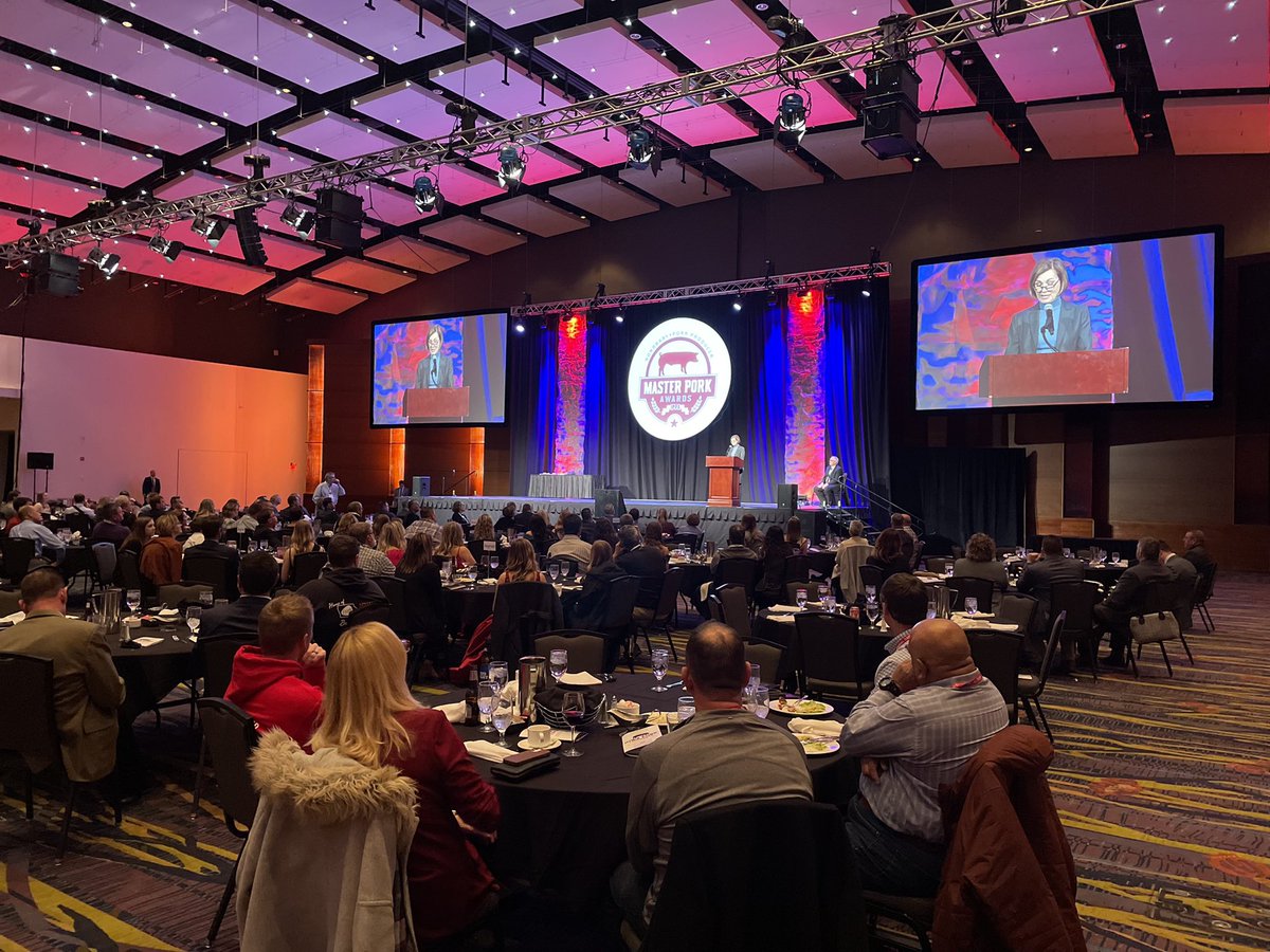 IAGovernor's tweet photo. I’m humbled to have received the Honorary Master Pork Producer Award tonight at the Iowa Pork Congress! I’m proud of the work our pork producers do to feed our nation! https://t.co/rNuwhsESlv