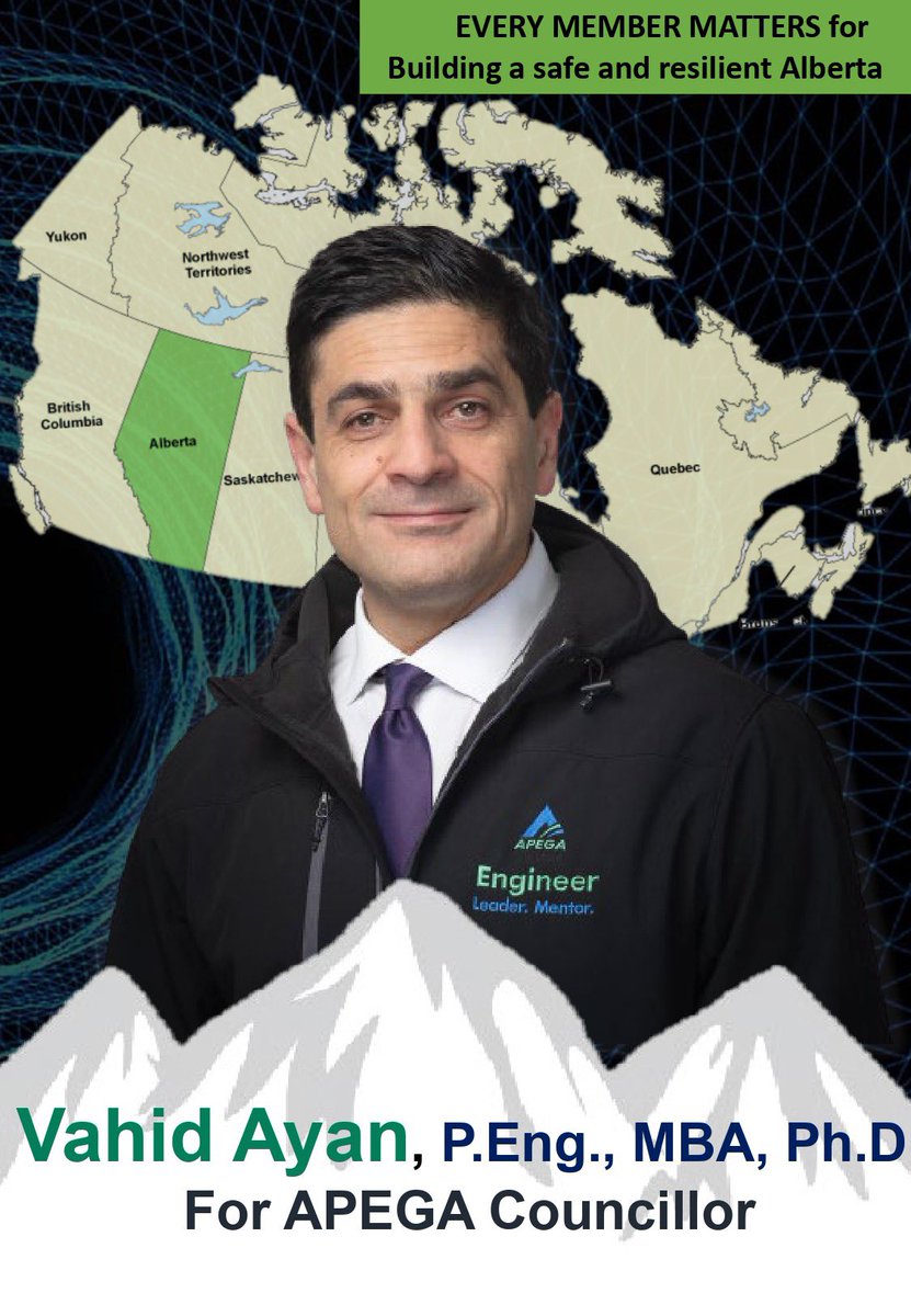 VAHIDAYAN's tweet photo. EVERY MEMBER MATTERS for Building a safe and resilient Alberta.
@APEGA_AB 
#APEGA
#Engineering #Engineer #Geoscientist #ALBERTA https://t.co/bjqFMp7zxF