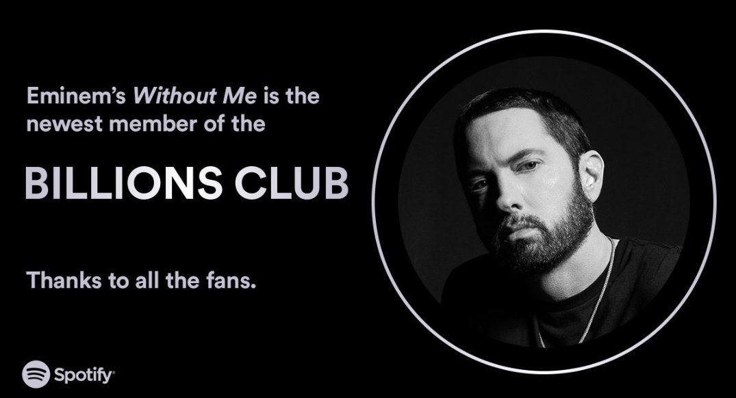 Without Me by #Eminem Surpasses 1 Billion Streams on Spotify 👀🔥