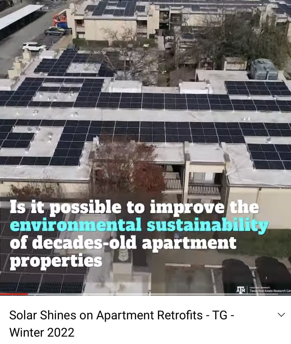 Is it possible to improve environmental sustainability of decades-old apartment properties? We are proving that answer is yes! Thanks for the spotlight <a href="/recentertx/">Texas Real Estate Research Center</a> 

#ESG #impactinvesting #Retwit 

youtu.be/MRJ2vqRTSjc