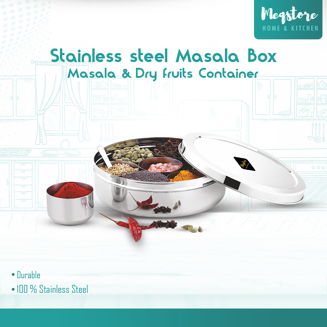 meqstore's tweet photo. Introducing food-grade rustproof stainless steel Masala Box cum Dry Fruit Box. Best for gifting to your loved ones as well as corporate gifting. It will be with you for a lifetime in your kitchen.

#masalabox #masaladani #indianspices #spicebox  #masala  #masaladabba #meqstore https://t.co/l5imWU23Pq