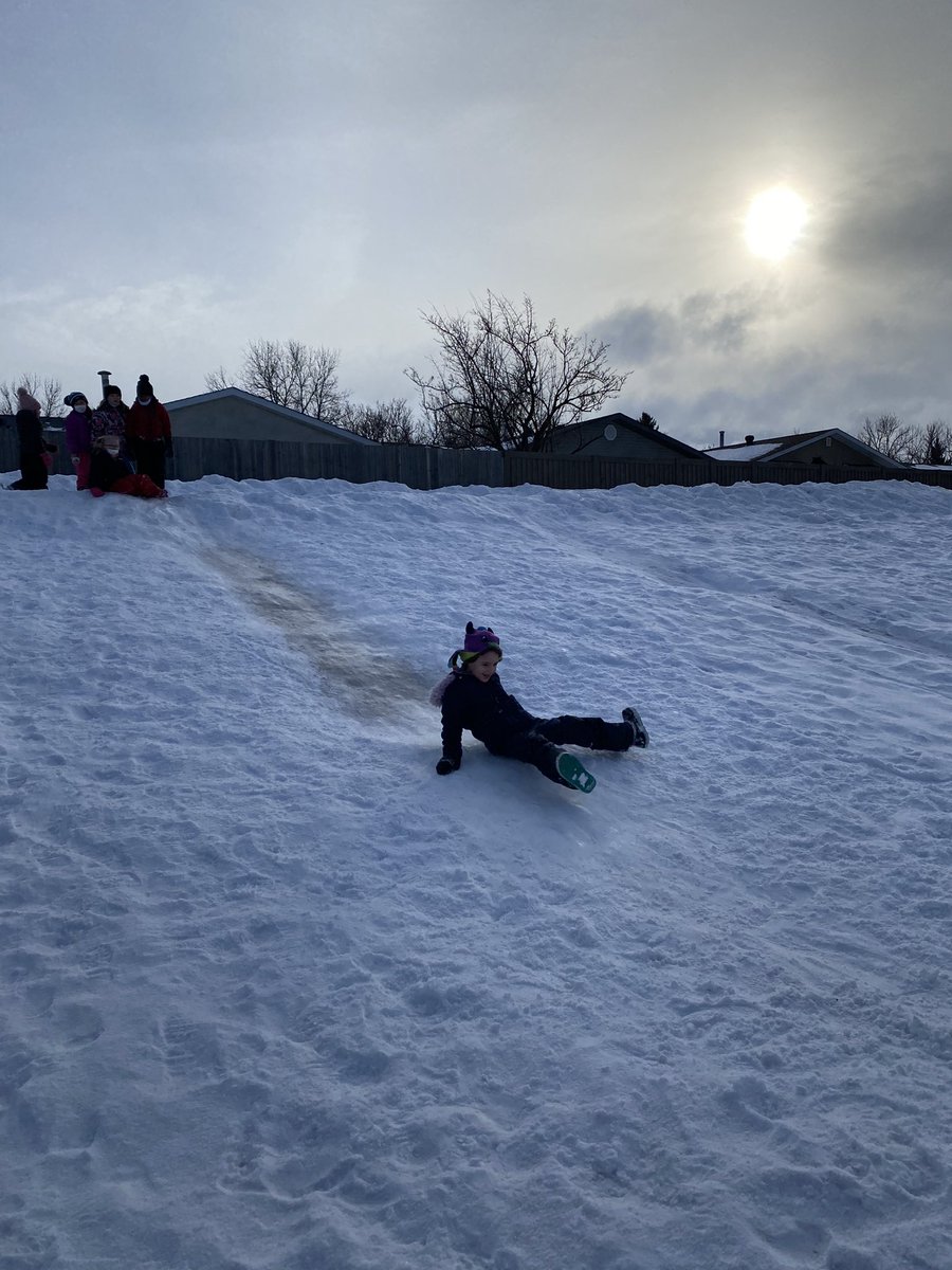 The hill is a favourite place to be at recess for our St. John kids! <a href="/takemeoutside/">Take Me Outside</a> <a href="/EverActiveAB/">Ever Active Schools</a> <a href="/EICSCatholic/">Elk Island Catholic Schools</a>