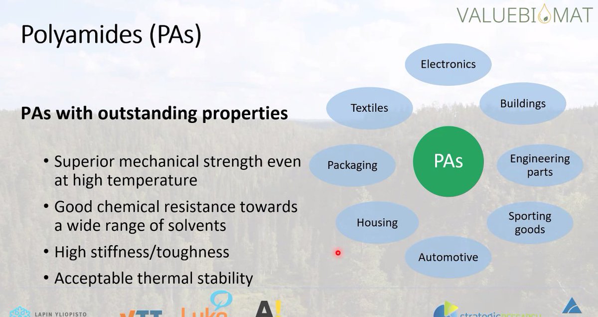 valuebiomat's tweet image. At the core of #valuebiomat is technology #research for polyamides. @HBaniasadi2020 is summarizing the results so far. @AaltoPolyTech @AaltoUniversity