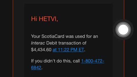 hetvidesai3's tweet photo. @scotiabank , I just lost $4,400. I called at 9:09PM asked to block all transactions on my account due suspicious activity. I was assured that no transactions would go thru until I call back again to re-activate my account. And now, at 11:22  $4,400 went thru. @ScotiabankHelps https://t.co/CwZgVT4F7u