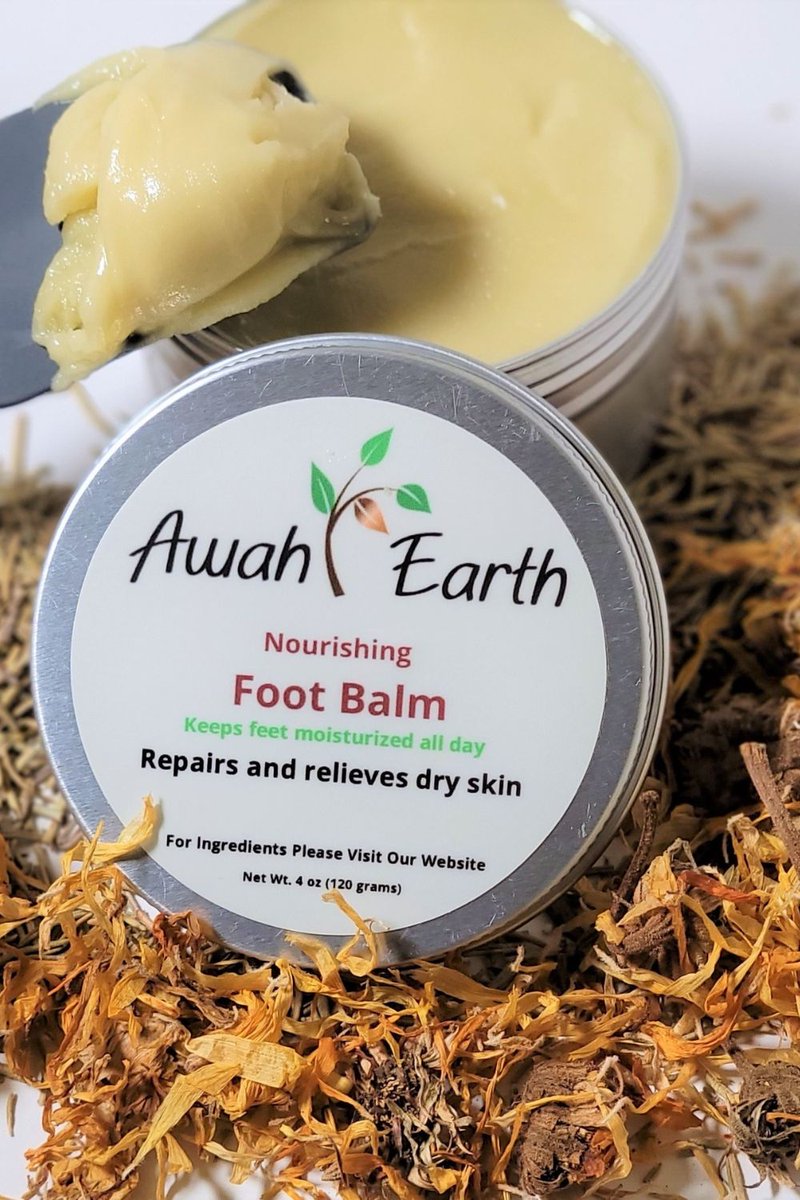 AwahEarth's tweet photo. This foot 👣 repair cream is made with natural ingredients like Cocoa butter, Candelila wax, and Allantoin. It also contains no water for filler, so it offers intense moisturizing and healing powers to dry heels and hard callouses. #dryfeet #footcare 
#footodor https://t.co/QNsd5SMFH6