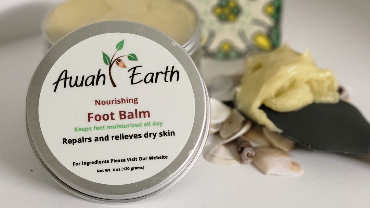 AwahEarth's tweet photo. This foot 👣 repair cream is made with natural ingredients like Cocoa butter, Candelila wax, and Allantoin. It also contains no water for filler, so it offers intense moisturizing and healing powers to dry heels and hard callouses. #dryfeet #footcare 
#footodor https://t.co/QNsd5SMFH6