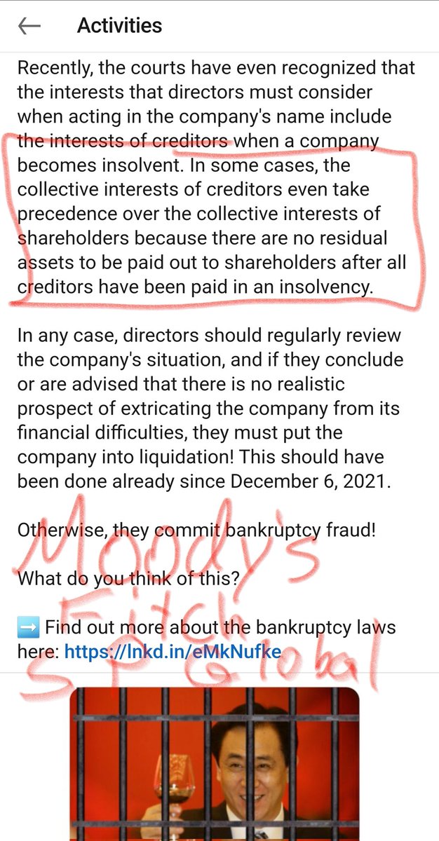BossBlunts1's tweet photo. #Evergrande BREAKING BANKRUPTCY LAWS!
🤬@SPGlobal @SPGlobalRatings 
@FitchRatings
@MoodysAnalytics
📛STOP COLLUDING W/ BANKS ON DEFAULTED JUNK BONDS‼️📛#DowngradeEvergrande 
#DowngradeEvergrande 
DO YOUR DAMN JOBS 🙄 

#AMC #GME 
#SP500 #NDX #SPY

https://t.co/T7T4uVITeT https://t.co/gCgDbxNjeU