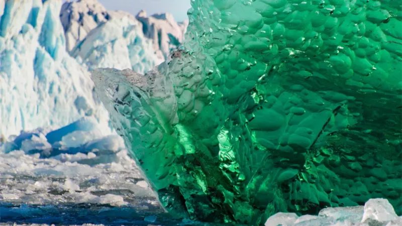 Bouteflikov's tweet photo. Les «jade-bergs» sont des icebergs de couleur vert-émeraude. On ne les trouve qu’en Antarctique, ils n’ont aucune bulle d’air, ils contiennent du fer et on pense qu’ils sont essentiels à l’écosystème. https://t.co/jljKEvUN4e